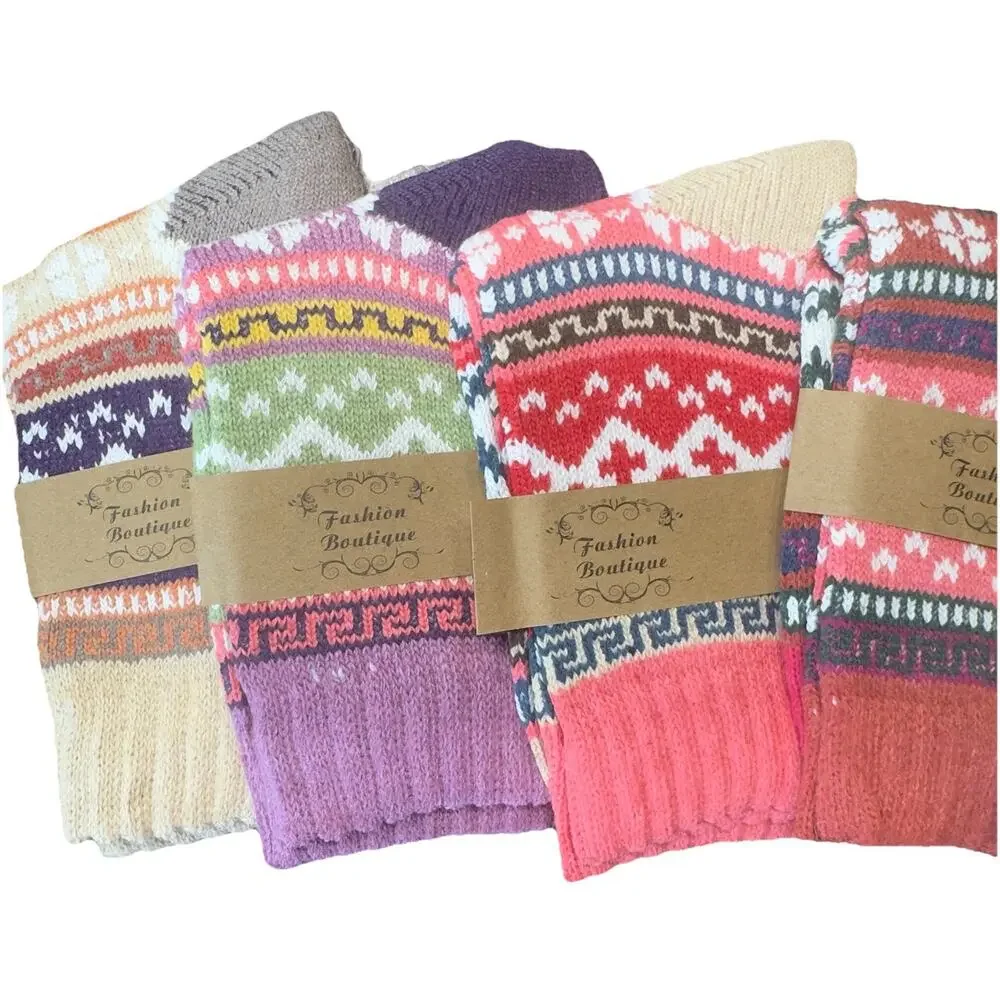 Wool Blend Crew Socks Women 5 Pack Warm Boot Hiking Cozy